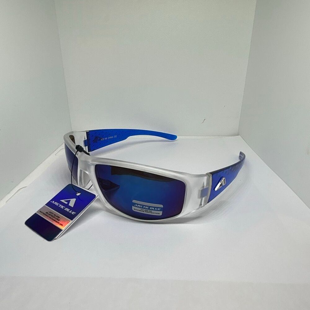 Arctic Blue Wrap Around Sunglasses Blue Tech Lens UV400 Protection